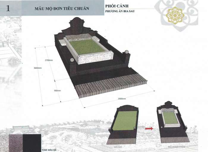 mẫu mộ đơn bia sau