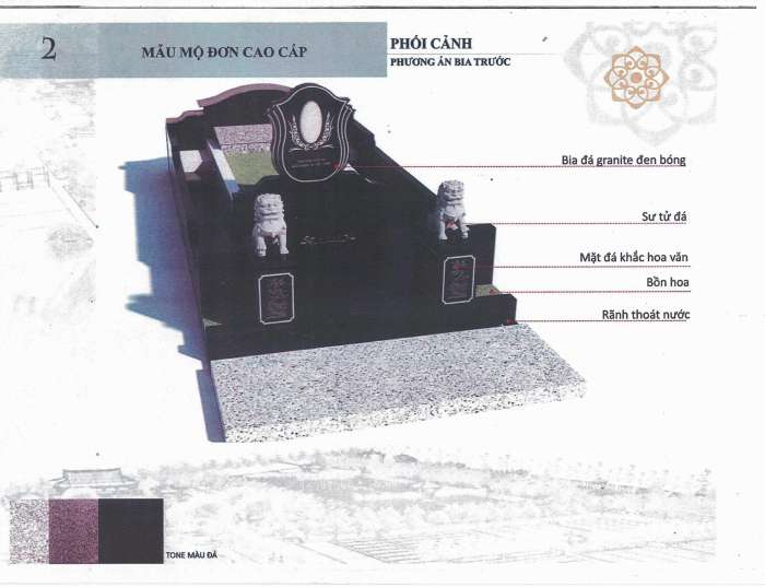 Mẫu mộ đơn cao cấp với thiết kế bia trước